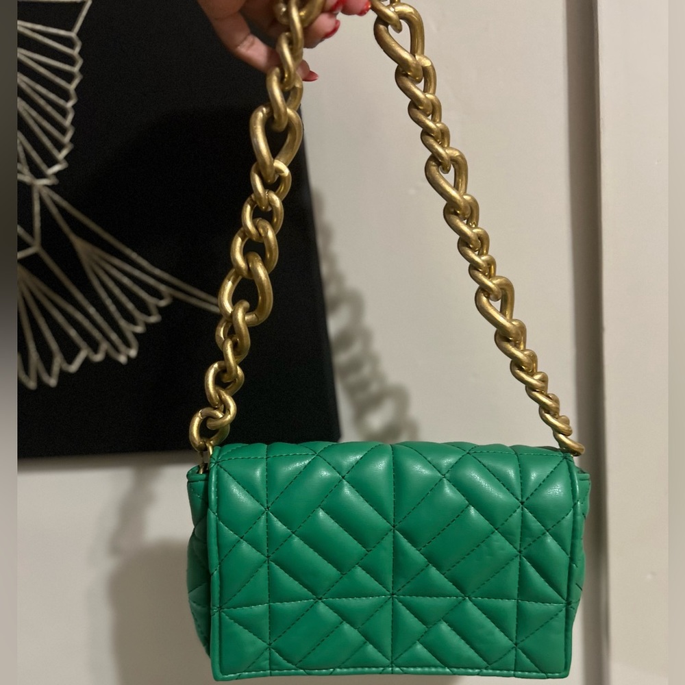 Green textile Zara shoulder bag